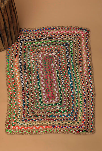 Cadecene Zig Zag Contrast Handcraft Jute Rug